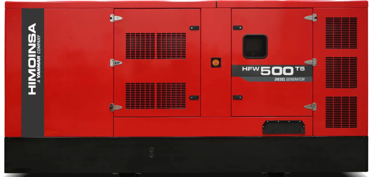 Agregat prądotwórczy Himoinsa HFW-500 T5 w czerwonej wyciszonej obudowie
